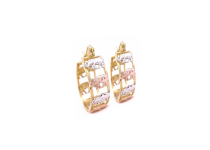 Three Tone Plated Elephant Earring